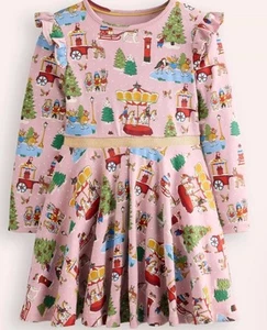 Mini Boden Mabel Pink Carousel Holiday Dress Long Sleeve Stretch Size 5-6 NWT - Picture 1 of 9