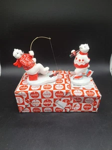 Enesco Coka Cola Polar Bear Always Ice Fishing And Always Ice Skating Figurines - Picture 1 of 17