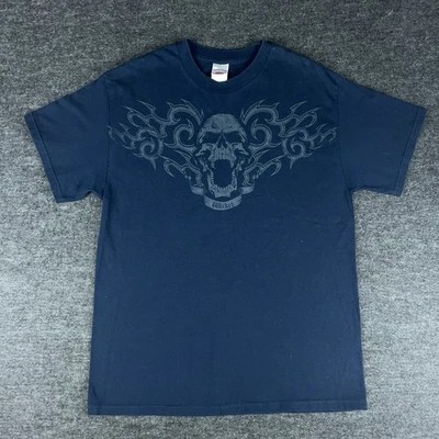 Camisa Calavera De Colección Para Hombre Azul Marino Mediana Wicked Grunge Camiseta Gráfica Cibernética Años 00 Foto 1 de 4