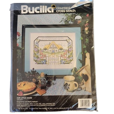 Bucilla "Our Little House" Cross Stitch Kit 40581 14x11" Complete, Sealed 1991 - Image 1 of 4