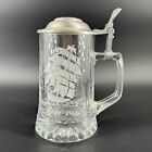 BEER STEIN OLD SPICE ARIEL 1866 ETCHED CLEAR GLASS