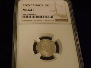 1965  10C                Canada    NGC MS 64+ - Picture 1 of 2