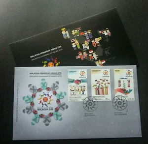Malasia Presidente de la ASEAN 2015 Bandera Cultura Traje Tradicional (sello FDC) - Imagen 1 de 3