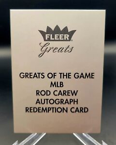 2005 Fleer Greats Rod Carew EXPIRED Autograph Redemption