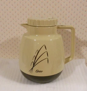 Vintage Oster Thermo 2 Quart Insulated Coffee Tea Pitcher Carafe Tan & Brown - Picture 1 of 11