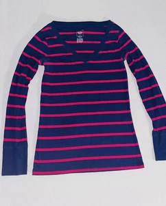 Mossimo Langarm V-Ausschnitt blau & rosa Damengröße Medium - Bild 1 von 7