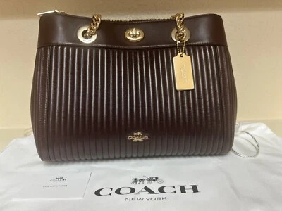 Bolso de hombro Coach 22751 Turnlock Edie acolchado de cuero con sangre de buey nuevo con etiquetas Foto 1 de 4