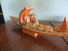 LADY IN SWIMSUITE ON BOAT NAUTICAL 1950'S DECOR SEA SHELLS HAND MADE BOAT