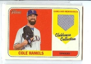 COLE HAMELS 2018 TOPPS HERITAGE CLUBHOUSE COLLECTION RELIC #CCR-CH RANGERS - Picture 1 of 1