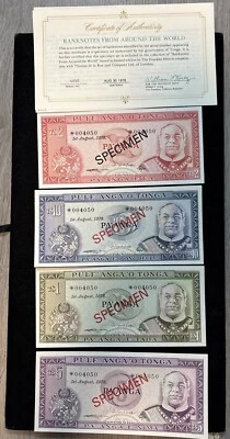 2 SETS- 9 SPECIMEN BANKNOTES LOW NUMBER CRISP UNC TONGA AND SWAZILAND - Image 1 of 4