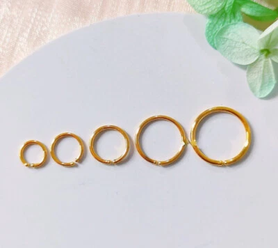 Pure 999 24K Yellow Gold Women Men Small Size Circle Hoop Single Earrings - Image 1 of 4
