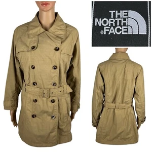The North Face Womens Large Trench Coat Jacket Tan 100% Nylon Button Front EUC - Imagen 1 de 12