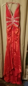Party Time Formals - Red And Silver Hi-Lo Size 2 Style CE6850   G003 - Picture 1 of 7