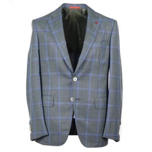 Isaia Tailored-Fit Woven Green-Blue Check Wool Sport Coat 40R (Eu 50) NWT - Picture 1 of 12