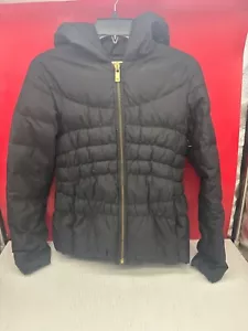 Michael Kors Womens Black Puffer Jacket Hooded Down-Feather Small SP - Picture 1 of 7