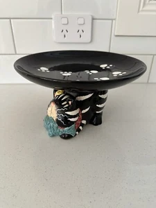 Cute kitsch black white cat fish serving cake plate platter fruit bowl 24.5cm - Picture 1 of 8
