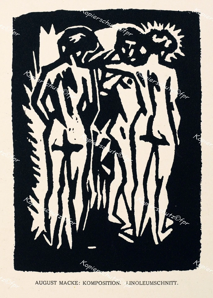 August Macke Meschede Komposition Akt Erotik nude Modell girl  Expressionismus - Bild 1 von 1