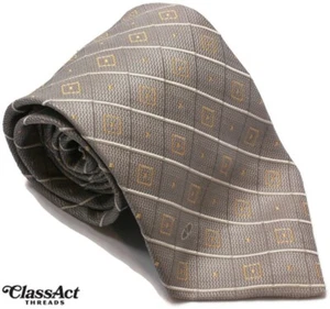 Valentino Made in Italy Silk Tie Necktie Gray Geometric 3.75" Wide - Picture 1 of 5