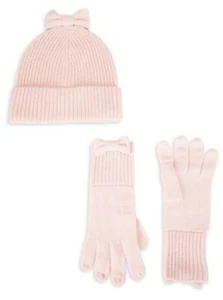 Kate Spade New York Bow Beanie And Glove Set, English Rose, NWT - Picture 1 of 1