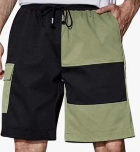 Men's Big & Tall Shorts with Pockets-Black and Green - 2xl - Picture 1 of 1