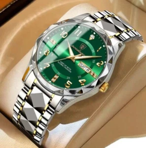 POEDAGAR Durable Luminous Elegant Green Stainless Steel Watch High Quality Metal - Picture 1 of 5