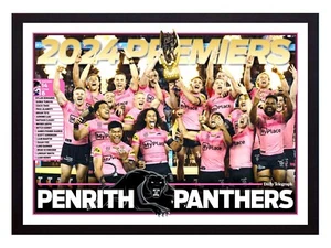 Framed 2024 Penrith Panthers NRL Premiers Rugby League Football Poster 45 x 32cm - Foto 1 di 4