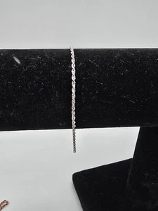 10k White gold 7" 2MM Rope Bracelet - Picture 1 of 7