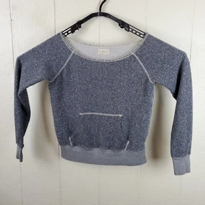 Denim & Supply Sweatshirt Womens Small Gray wide Neck Long Sleeve Pocket Stretch - Picture 1 of 13