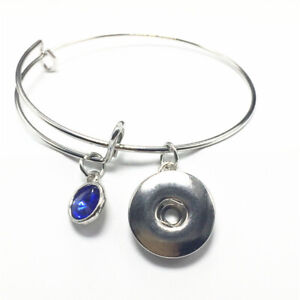 1Pcs Fashion Silver Tone Expandable Wire Charm With Pendant Bracelet Bangle Blue