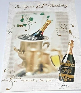Tarjeta de cumpleaños 21. Especialmente para ti. Tema Champagne. Tarjetas de escenario central.  - Imagen 1 de 4