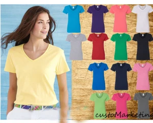 LOWEST PRICE Gildan Ladies Cotton Womens V-Neck T-Shirt  Tearaway Label - 5V00L  - Picture 1 of 18