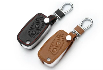 3Btn Leather Key Case Cover Holder for FIAT Panda Stilo Punto Doblo Grande Bravo - Image 1 of 4