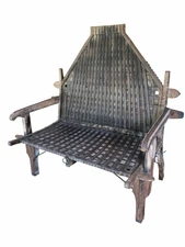 Rustic Vintage Oxcart Bench, Outdoor Garden Bench, Reclaimed OXCART Iron Bench