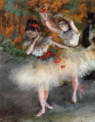 Edgar Degas Dos Bailarines de Ballet Entrando al Escenario Repro Impresión Artística sobre Lienzo 8x10 Foto 1 de 2