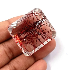 Mind-Blowing Red Quartz 120-130Ct EGL Cetified Emerald Cut Loose Gemstone 24N - Picture 1 of 7
