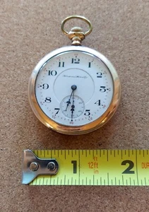 SEE VIDEO: Running Vintage Pocket Watch Hampden 12s 17j Model 4 USA 1904 Deuber - Picture 1 of 16