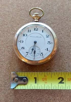VER VIDEO: Reloj Bolsillo Hampden 12s 17j Modelo 4 EE. UU. 1904 Deuber en Funcionamiento Vintage Foto 1 de 4