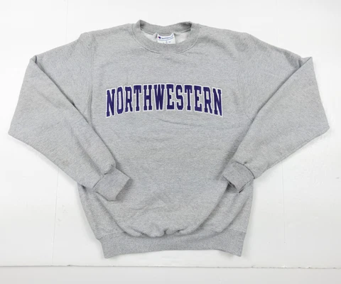 Northwestern University Sweatshirt Adult Small Gray Crew Neck College Sweater Cover