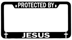 Protected By Jesus Black METAL License Plate Frame Auto - Picture 1 of 1