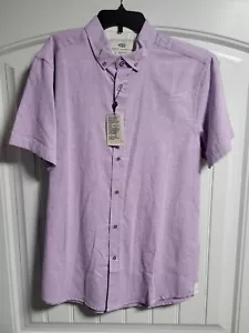 Report Collection Men's Lavender Medium Linen Blend Dress Shirt Button Up Collar - Picture 1 of 4