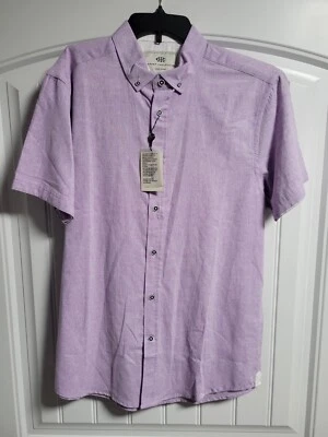 Report Collection Men's Lavender Medium Linen Blend Dress Shirt Button Up Collar - Image 1 of 4