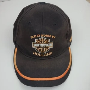 Harley Davidson Motorcycles Black Orange Amsterdam Holland Hat Cap Harley World  - Picture 1 of 9