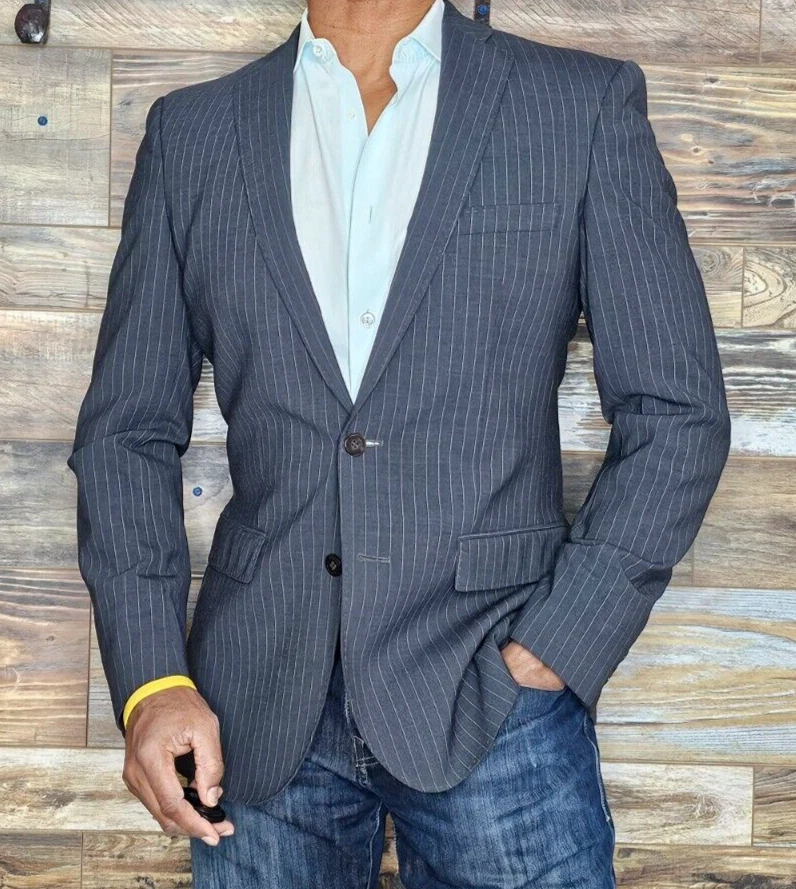 Chaqueta Blazer J. Lindeberg Stockholm Lana Gris Rayas Doble Ventilación 36R *EXCELENTE* Foto 1 de 4