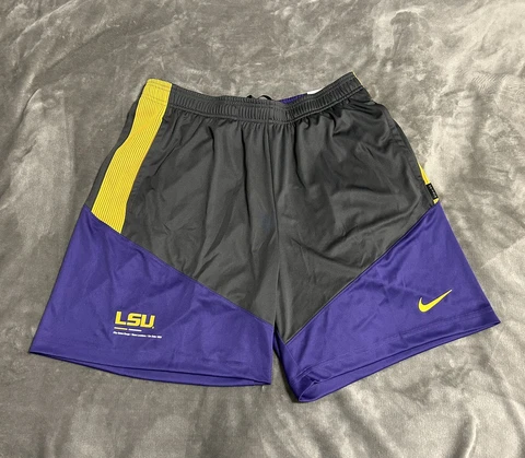 Nike Dri Fit LSU Tigers On Field Football Training Shorts Mens Large Purple/Gray Cover