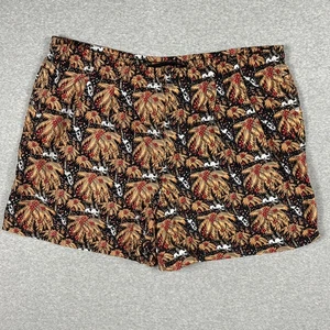 Vintage Big Dogs Swim Trunks Size Extra Large Black Hawaiian Print Lined Shorts - Picture 1 of 6