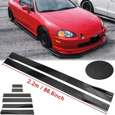 For Honda Civic Del Sol Carbon Fiber 2.2m/86.6inch Side Skirt Rocker Panel - Image 1 of 4