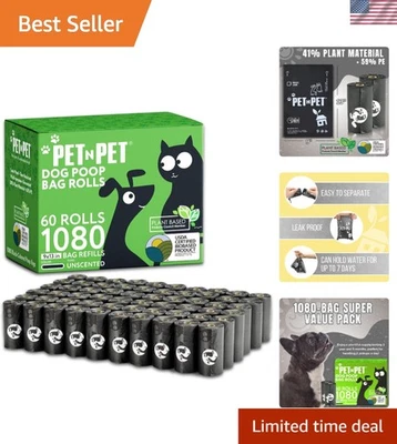 Extra Thick 1080-Pack Dog Poop Bags - Eco-Conscious, Easy-Tear Design, 9" x 13" - Image 1 of 4