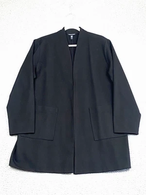 Chaqueta Eileen Fisher Lavable Flex Ponte Cuello Alto Longline Negra Talla XL EXC Foto 1 de 4
