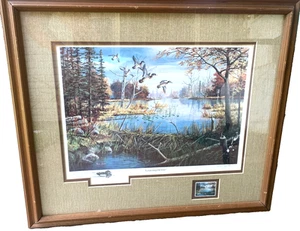 Ken Zylla Commerative Print 1989 Leaving Home W/ Stamp, Game Bird Series - Picture 1 of 7
