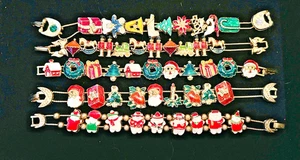5 Vintage Christmas Figural Charm Slide Bracelets Lot Rhinestone Trees Avon + - Picture 1 of 11